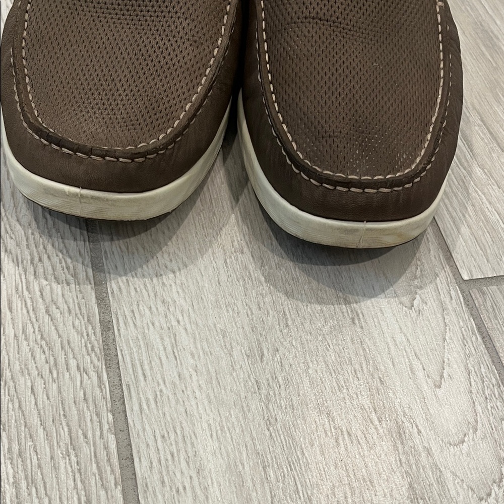 ECCO Moccasins Men's Lite Moc driving Grey/Cognac with Tan Leather Accent - Picture 6 of 10